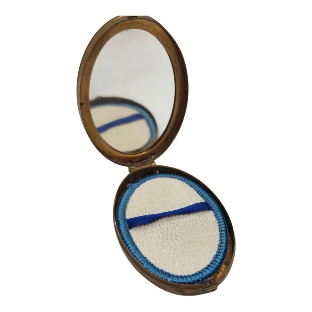 Vintage Order Eastern Star Powder Compact with Mirror OES Rhinestone Freemason